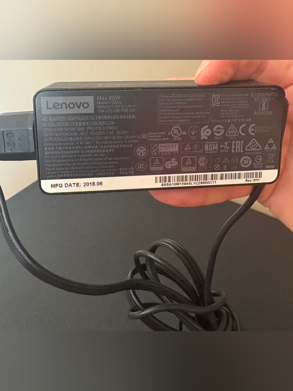Genuine Lenovo 65W USB C AC Adapter For MODEL ADLX65YLC3A